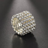 5 Rows Sapphire Elastic Bridal Ring for Women Wedding Party Jewelry