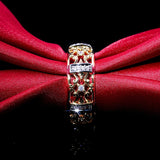 Gold Hollow Band Ring Zircon Engagement Wedding Jewelry