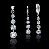 White Sapphire Pendant Jewelry Set Women Engagement Jewelry