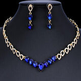 Charm wedding jewelry set 14K Gold women necklace earrings gift