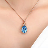2Ct Natural Blue Sapphire Pendant Necklace Women Jewelry