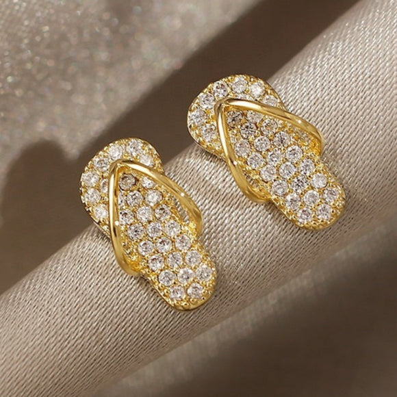 Luxury Gold Shoes Stud Earrings Pendant Necklace For Woman Jewelry