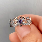 Heart Rose Flower Ring Women Wedding Engagement Jewelry