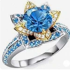 Luxury Aquamarine Inlaid Ring Gift for Women  Anniverssary Jewelry