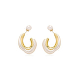 Unique White Pearl Hoop Earrings Women Engagement Jewelry