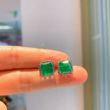 Square Emerald Gemstone Jewelry Sets for Women Jewelry