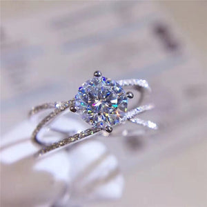 Shiny Fancy Zircon Cross Ring for Women Bridal Wedding Jewelry