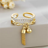 Tassel Chain Sapphire Ring Yellow Gold For Women Wedding Jewelry Gifts