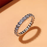 Shiny Thin Engagement Band Ring Silver Zircon for Women Jeweller