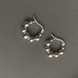 SILVER BEADS STRING HOOP EARRINGS FOR WOMEN BIRTHDAY PARTY JEWELRY