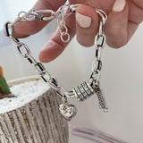 Silver Punk Bracelet Thick Chain Women Vintage Party Jewelry