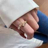 Luxury Opal Gold Open Ring Jewelry Party Accessory For Woman Girls Gift