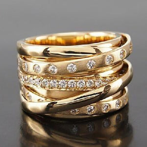 Multilayer Inlaid Zircon Ring for Women Party Jewelry