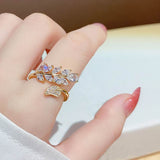 Leaf Flower Zircon Ring For Women Engagement Jewelry