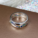 Unique Blue Sapphire Ring for Women Silver Engagement Band Jewelry