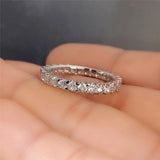 Shiny Thin Engagement Band Ring Silver Zircon for Women Jeweller