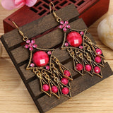 Ethnic Carved Gold Hollow Earrings Women Flower Wedding Jewelry