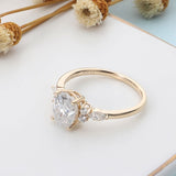 1.5CTW Oval Moissanite Engagement Ring 14K Yellow Gold Ring for Wedding Jewelry