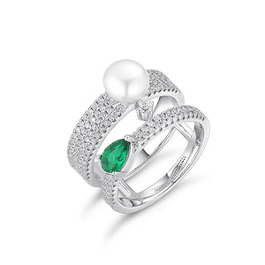 Natural Pearl Green Ring Freshwater For Women Wedding Jewelry
