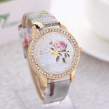 Retro Flower Belt Watch Women Dial Quartz Anniversary Jewelry