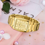 18K Yellow Gold Women Watch Women Bracelet Wrist Watch Jewelry