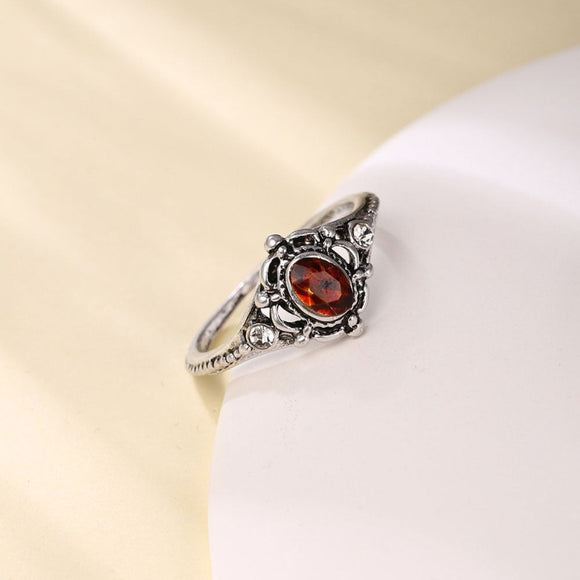 Classic Red Ruby Gemstone Ring Women Wedding Anniversary Jewelry