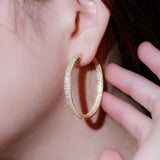 Big Circle Round Hoop Earrings Double Sided Zircon for Women Gold Jewelery