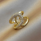 Luxury Cross Zircon Gold Ring Jewelry For Woman Wedding Party