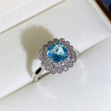 Luxury Blue Amethyst Ring Women Marriage Party Wedding Bridal Jewelry