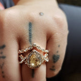 0.5 Carat Round Morganite Engagement Ring Set Wedding For Women