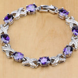 Purple Amethyst Jewelry Set Earrings Pendant Necklace Ring Bracelet