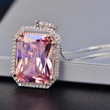 Pink Spinel Gemstone Pendant Necklace White Gold Women's Fine Jewelry