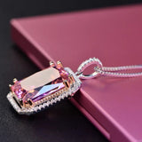 Pink Spinel Gemstone Pendant Necklace White Gold Women's Fine Jewelry