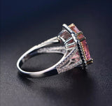 Natural Pink Spinel Gemstone Ring 925 Sterling Silver Women's Wedding Jewelry