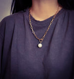 Natural Pearl Water Pendant Necklace Choker Long Link Chain Lariat Gold Jewelry
