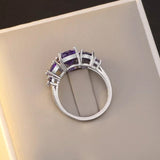 Vintage Purple Alexandrite Ring Silver Women Engagement Jewelry