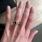 Luxury Blue Sapphire Ring Woman Gold Anniversary Birthday Party Jewelry