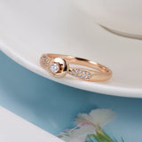 Classic White Zircon Ring For Women 585 Rose Gold Wedding Fine Jewelry