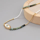 Natural Stones Evil Eye Beaded Necklace for Women Anniverssary Jewellery