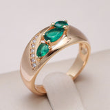 Natural Green Emerald Rose Gold Ring For Women Wedding Jewelry