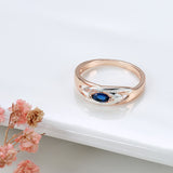 Unique Blue Zircon Ring For Women 585 Rose Gold Jewelry