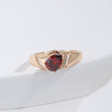 Red Natural Zircon Ring 585 Rose Gold for Women Wedding Fine Jewelry