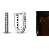 U Shape Purple Amethyst Hoop Earring Silver for Women Anniverssary Jewelry