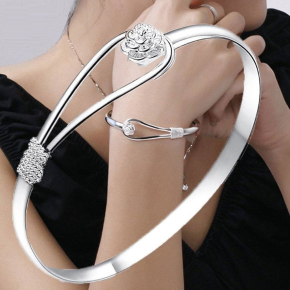 Unique Flower Bracelet for Women 925 Silver Anniverssary Jewelry