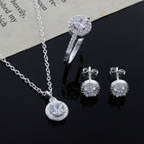 Shiny White Gemstones jewelry Set silver women Jewelry