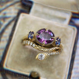 Purple Oval Snake Ring Set for Women Retro Wedding Party Jewelr