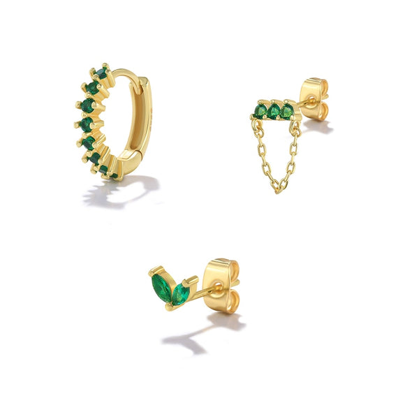 Luxury Green Emerald Stud Earrings for Women Wedding Jewelry