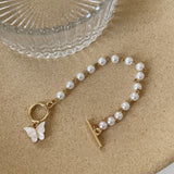 Vintage Butterfly Pearl Pendant Bracelet Birthday Gift Jewelry