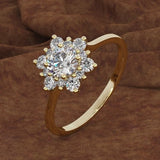 Luxury Sapphire Snowflake Gold Ring Wedding Jewelry for Women