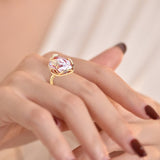 Natural Freshwater Baroque Ring Pearl 18K Gold Women Jewelry